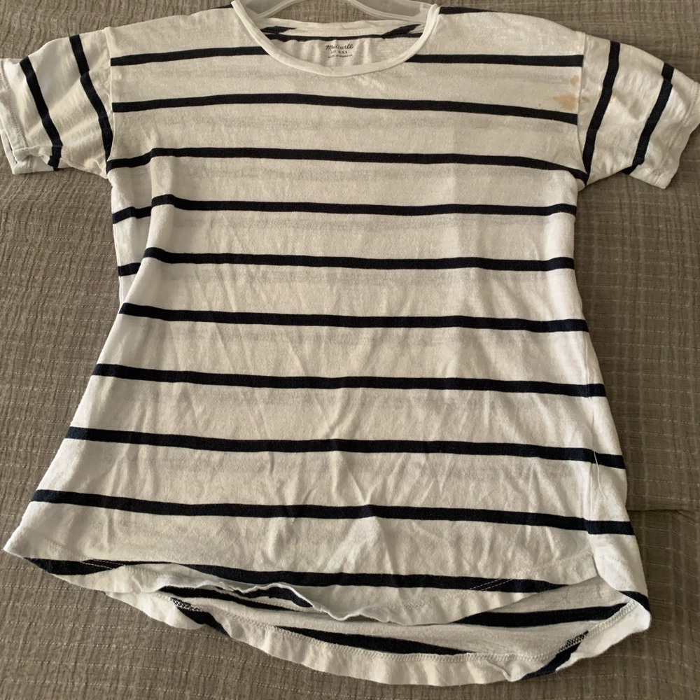 Madewell Striped White & Navy Blue Women’s Tee